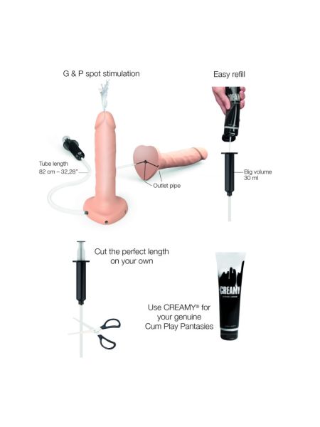 Фалоімітатор, що кінчає Strap-On-Me Squirting Cum Dildo Realistic Vanilla, діам. 3,5 см, силікон