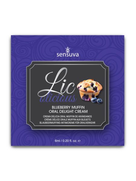 Пробник гелю для мінету Sensuva Lic-o-licious Blueberry Muffin (6 мл), оліїстий, без цукру Пробник гелю для мінету Sensuva Lic-o-licious Blueberry Muffin (6 мл), оліїстий, без цукру