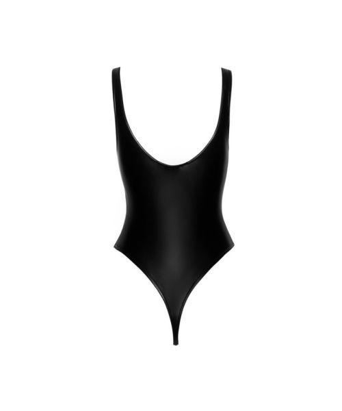 Боді з мокрим ефектом Noir Handmade F244 Powerwetlook body with high cut bottom hem, M