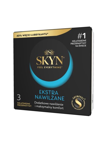 Безлатексні преміум-презервативи SKYN Ekstra Nawilżanel 3 шт, ультратонкі, на 40 % більше змазки