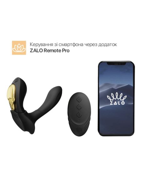 Смарт-вібратор у трусики Zalo - AYA Obsidian Black, насадка та пульт ДК