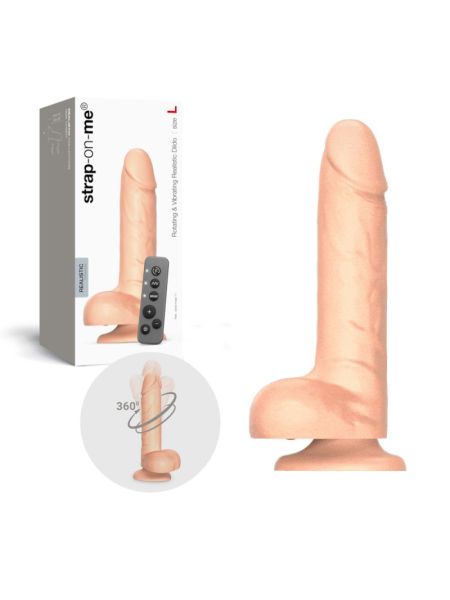 Фалоімітатор з вібрацією і ротацією Strap-On-Me Rotating & Vibrating Realistic Dildo - L - Vanilla