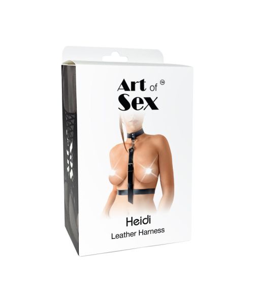 Сексуальна портупея із натуральної шкіри Art of Sex - Heidi, розмір XS-2XL, колір червоний