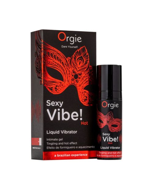 Рідкий вібратор Orgie Sexy Vibe! Hot, 15 мл, зігрівальний, дуже потужний, зі смаком полуниці