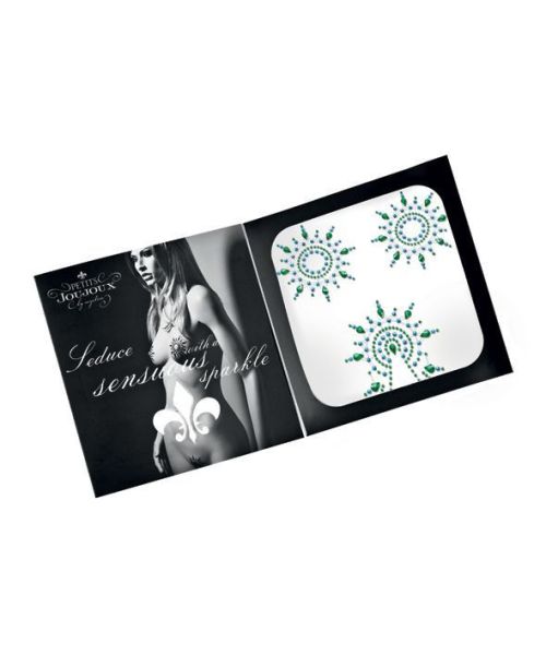 Пестіс з кристалів Petits Joujoux Gloria set of 3 - Green/Blue, прикраса на груди та вульву