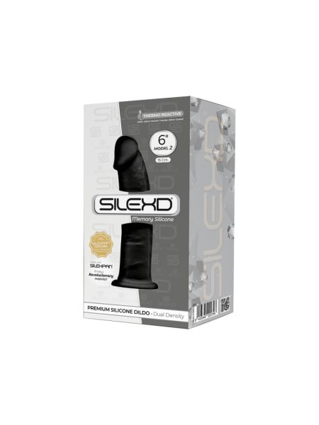 Фалоімітатор SilexD Robby Black (MODEL 2 size 6in), двошаровий, силікон + Silexpan, діаметр 3,5см