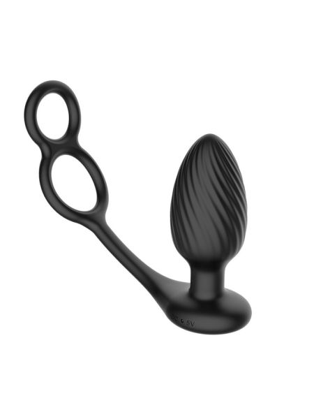 Анальна вібропробка Nexus Tornado Cock and Ball Ring обертання+вібрація, ерекційне кільце, пульт