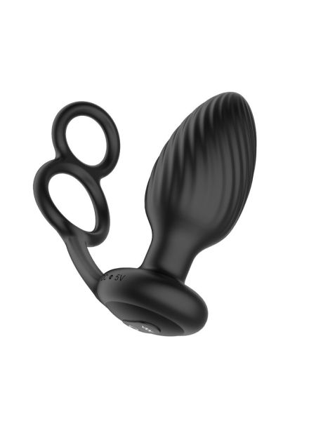 Анальна вібропробка Nexus Tornado Cock and Ball Ring обертання+вібрація, ерекційне кільце, пульт