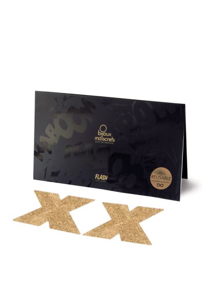Пестіс - стикини Bijoux Indiscrets - Flash Cross Gold, наклейки на соски