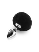 Металева анальна пробка М Art of Sex - Metal Butt plug Rabbit Tail Black, діаметр 3,4 см