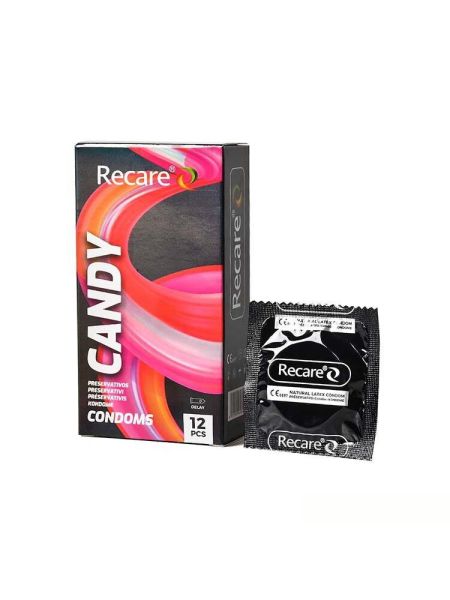 Презервативи Holographic Recare Delay Candy Condoms 12 шт, пролонгувальний ефект, цукерковий аромат