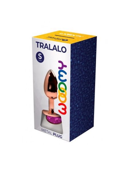 Металева анальна пробка Wooomy Tralalo Rose Gold Metal Plug Magenta S, діаметр 2,8 см, довжина 7 см