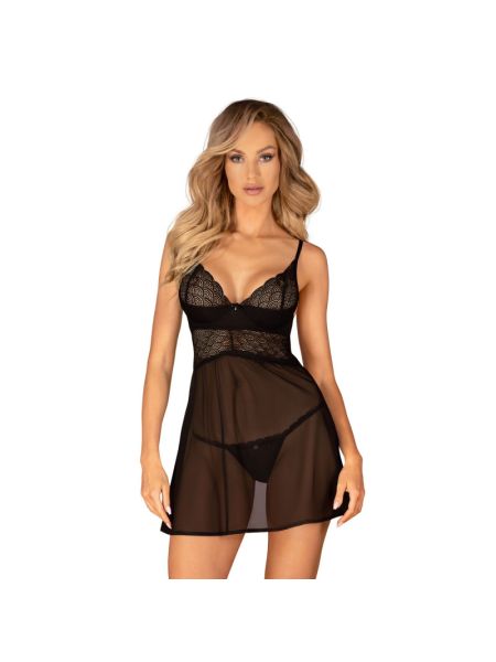 Еротичний комплект Obsessive Chemeris babydoll & thong M/L, пеньюар та стрінги
