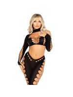 Комплект Leg Avenue Seamless Cut-Out Crop Top and Legging One Size Black