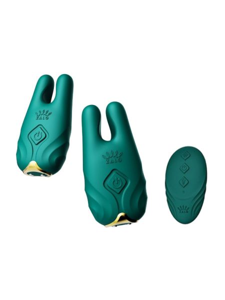 Смарт-вібратор для грудей Zalo - Nave Turquoise Green, пульт ДК, робота через додаток