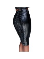 Спідниця-олівець зі шнурівкою Noir Handmade F152 Powerwetlook pencil skirt, XL, з мокрим ефектом