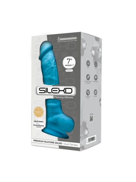 Фалоімітатор SilexD Johnny Blue (MODEL 1 size 7in), двошаровий, силікон+Silexpan, діаметр 3,8 см