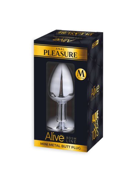 Металева анальна пробка з кристалом Alive Mini Metal Butt Plug Red M