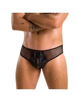 Чоловічі труси зі шнурівкою Passion 035 SLIP RICHARD S/M Black, екошкіра, сітка
