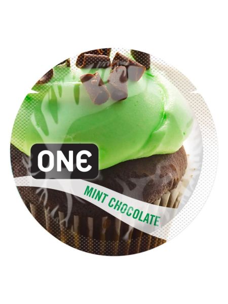 Ароматизований презерватив ONE FlavorWaves Mint Chocolate, 1 шт, зелений, запах м’ятного шоколаду