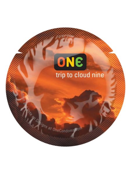 Презерватив ONE Color Sensations ONE trip to cloud nine, 1 шт, помаранчевий, гладенький, зі змазкою