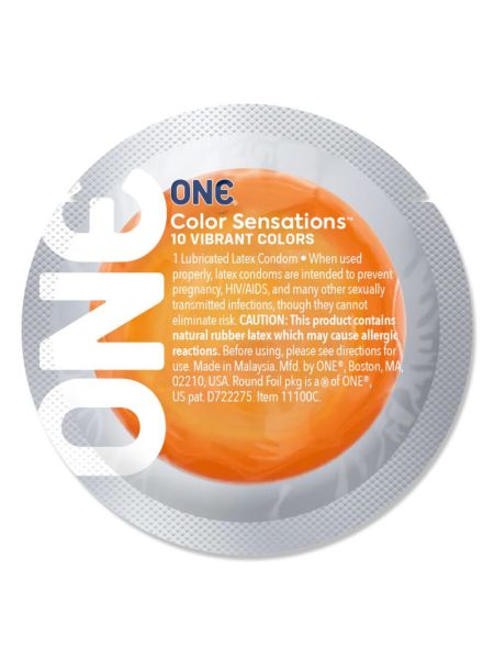 Презерватив ONE Color Sensations ONE trip to cloud nine, 1 шт, помаранчевий, гладенький, зі змазкою