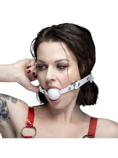 Кляп силіконовий Feral Feelings Silicon Ball Gag White/White, білий ремінець, біла кулька