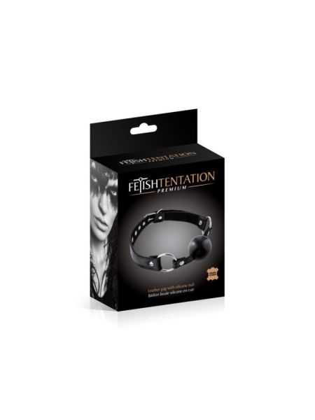 Кляп Fetish Tentation Premium Leather gag with silicone ball Black