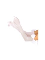 Довгі рукавички з бантом Leg Avenue Opera length bow top gloves White, напівпрозорі