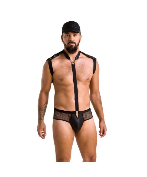 Комплект еротичної чоловічої білизни Passion 038 JOHN XXL/XXXL Black, боді, кепка