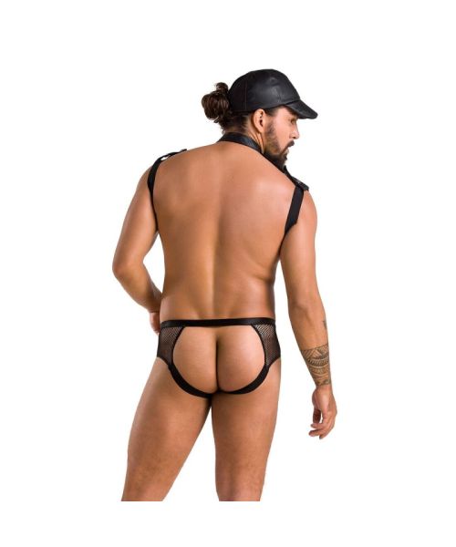 Комплект еротичної чоловічої білизни Passion 038 JOHN XXL/XXXL Black, боді, кепка