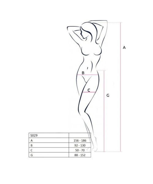 Еротичні ажурні колготки-бодістокінг Passion S029 One Size, red, пояс та панчохи, з доступом