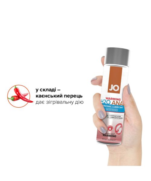 Анальна змазка JO ANAL H2O — WARMING (120 мл), розігрівальна, на водній основі