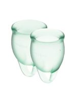 Набір менструальних чаш Satisfyer Feel Confident (light green), 15мл і 20мл, мішечок для зберігання