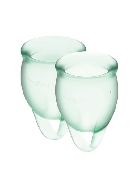 Набір менструальних чаш Satisfyer Feel Confident (light green), 15мл і 20мл, мішечок для зберігання