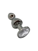 Металева анальна пробка Wooomy Lollypop Double Ball Metal Plug L, діаметр 3,5 см, довжина 10,5 см