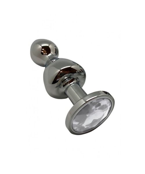 Металева анальна пробка Wooomy Lollypop Double Ball Metal Plug L, діаметр 3,5 см, довжина 10,5 см