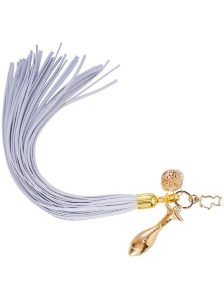 Анальна пробка з флогером LOCKINK SEVANDA White Pony-Tail Anal Rose-shape Plug