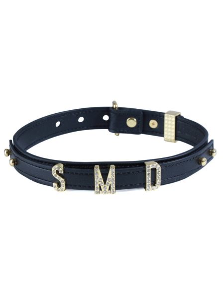 Нашийник LOCKINK Dark DIY Alphabet Collar, чорний, штучна шкіра, букви зі стразами