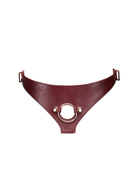 Шкіряні трусики для страпона Liebe Seele Wine Red Strap on Harness, універсальний розмір