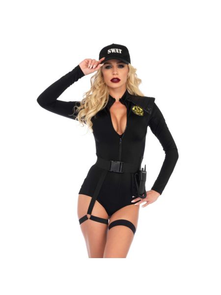 Костюм еротичних спецсил Leg Avenue SWAT Team Babe L, боді, пояс, підв’язки, іграшкова рація, кепка