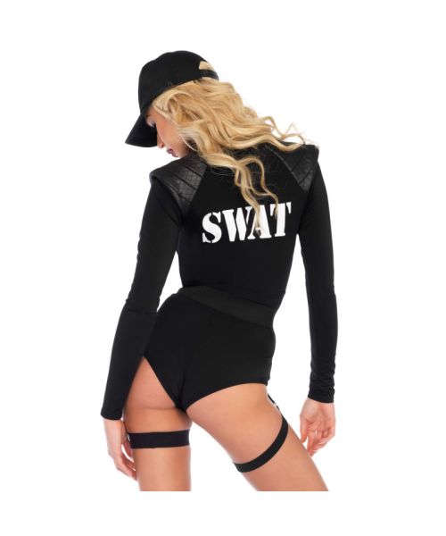 Костюм еротичних спецсил Leg Avenue SWAT Team Babe L, боді, пояс, підв’язки, іграшкова рація, кепка