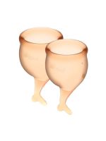 Набір менструальних чаш Satisfyer Feel Secure (orange), 15мл і 20мл, мішечок для зберігання