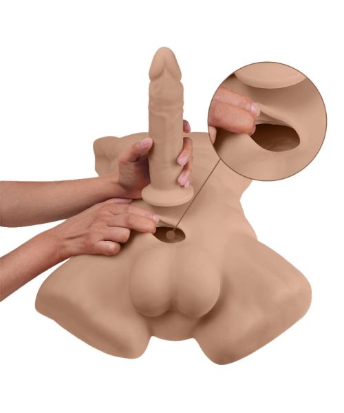 Торс з фалоімітатором на присосці SilexD Apollo L Male Torso Caramel