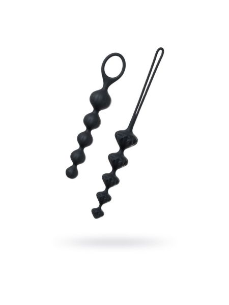 Набір анальних намистин Satisfyer Beads Black, силікон, макс. діаметр 3,3 см та 3,5 см
