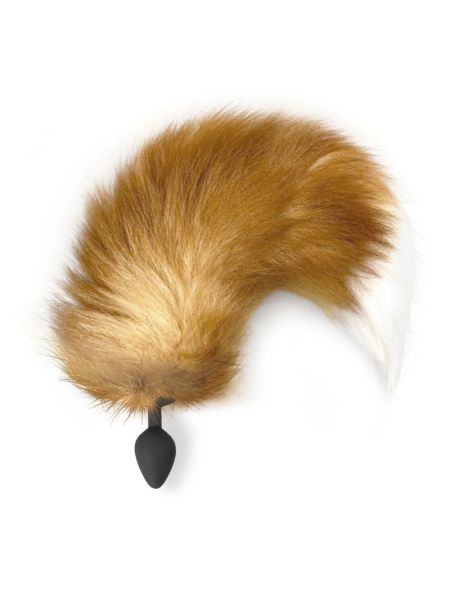 Силіконова анальна пробка з хвостом із натурального хутра Art of Sex size M Red fox
