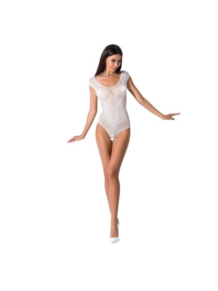 Бодістокінг Passion BS064 One Size, White, боді, закрите плече, відкритий доступ