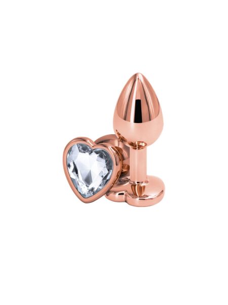 Анальна пробка NS Novelties Rear Assets - Rose Gold Heart - Small - Clear
