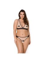 Комплект білизни Passion VIENA SET 6XL/7XL, beige, ліф, стрінги з доступом, бантики