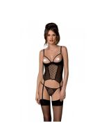 Корсет Passion MARINA CORSET, L/XL, black, з відкритими чашками